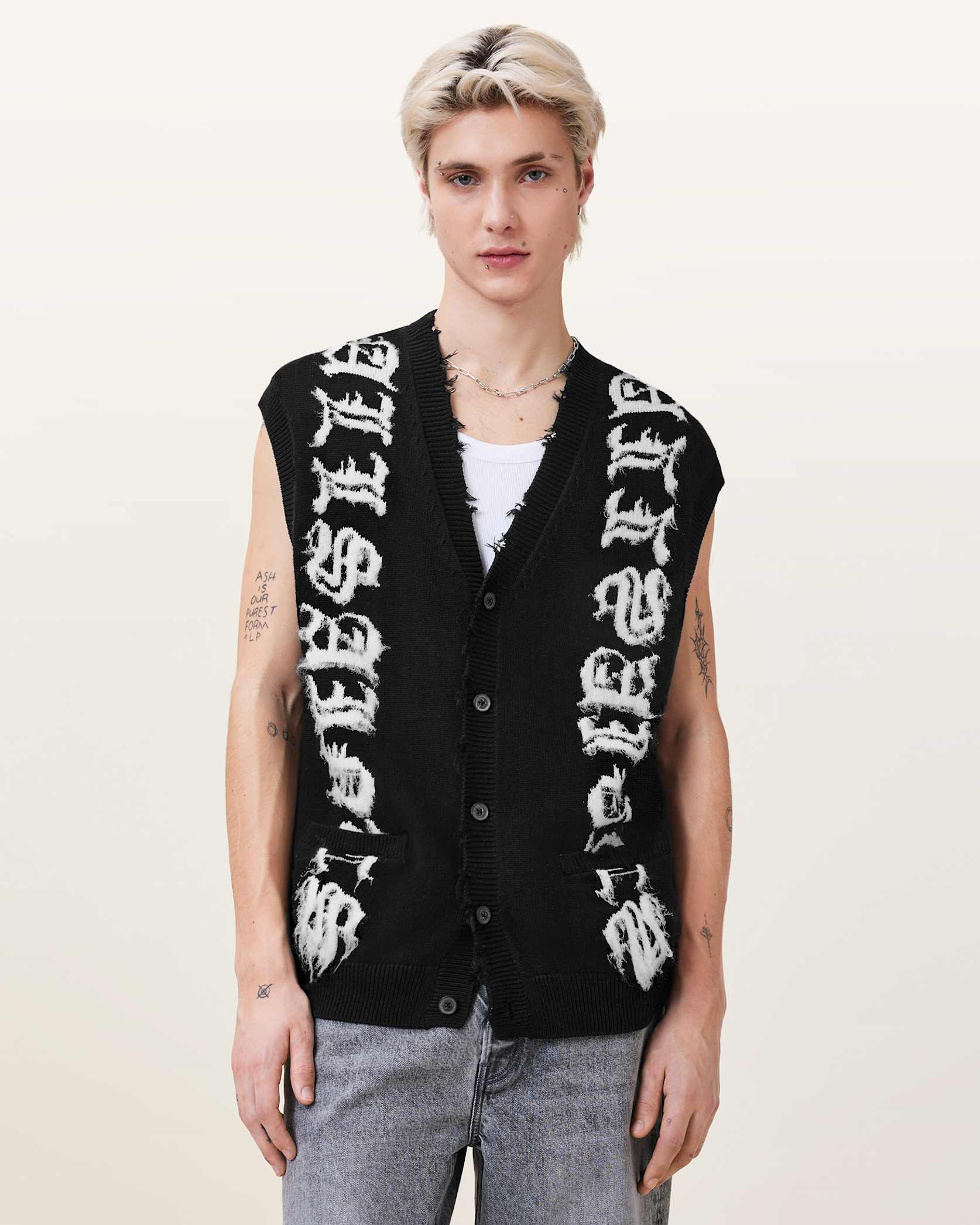 Scripture Sleeveless Knitted Tank Top